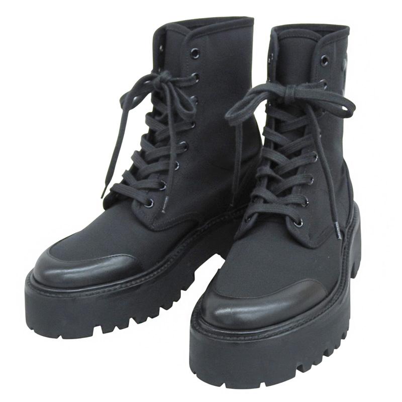 CELINE（セリーヌ） バルキー レースアップブーツ ナイロン/シャイニー