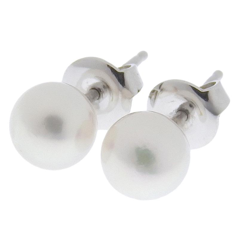 MIKIMOTO ミキモト パールピアス K18WG P約6.5mm 中古 新入荷 OBJ0244 