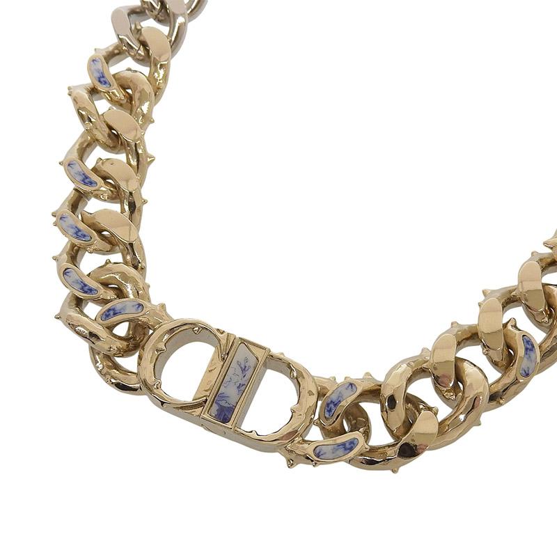 ディオール CHRISTIAN DIOR CD Icon チェーンリンクネックレス いばら バイカラー 中古 新入荷 OBJ0306 | Christian Dior