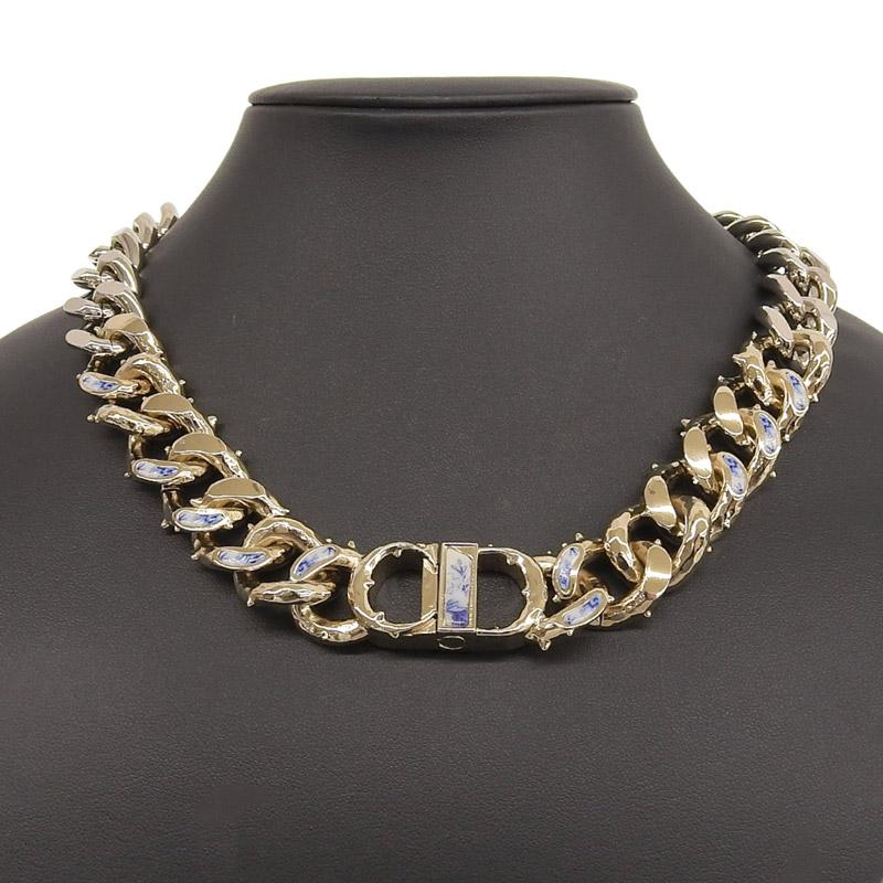 ディオール CHRISTIAN DIOR CD Icon チェーンリンクネックレス いばら バイカラー 中古 新入荷 OBJ0306 | Christian Dior | 01