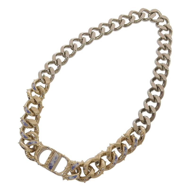 ディオール CHRISTIAN DIOR CD Icon チェーンリンクネックレス いばら バイカラー 中古 新入荷 OBJ0306 | Christian Dior | 03