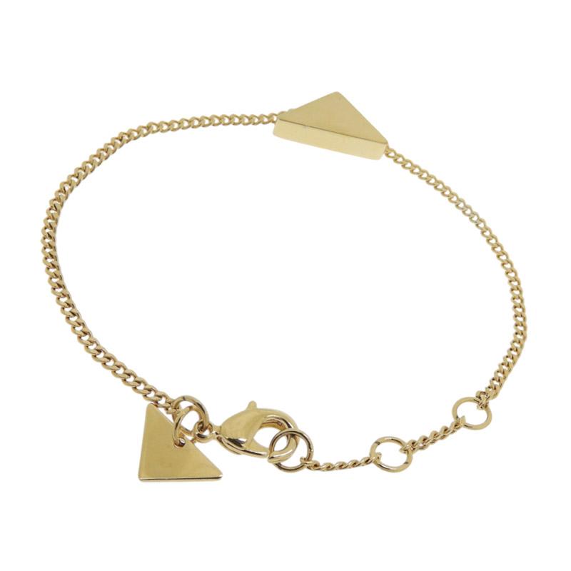 プラダ PRADA トライアングルロゴ エナメル メタル ブレスレット GP ブラック/ゴールド色 1IB738 中古 新入荷 OBJ0312 | PRADA | 01