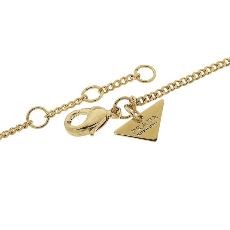プラダ PRADA トライアングルロゴ エナメル メタル ブレスレット GP ブラック/ゴールド色 1IB738 中古 新入荷 OBJ0312 | PRADA | 05