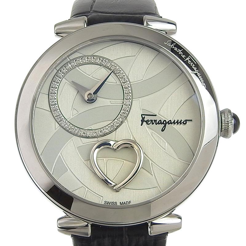 2022新作モデル SS 腕時計 クォーツ レディース クオーレ FERRAGAMO フェラガモ 革 OW0270 新入荷 中古 FE2020016 シルバー文字盤 腕時計
