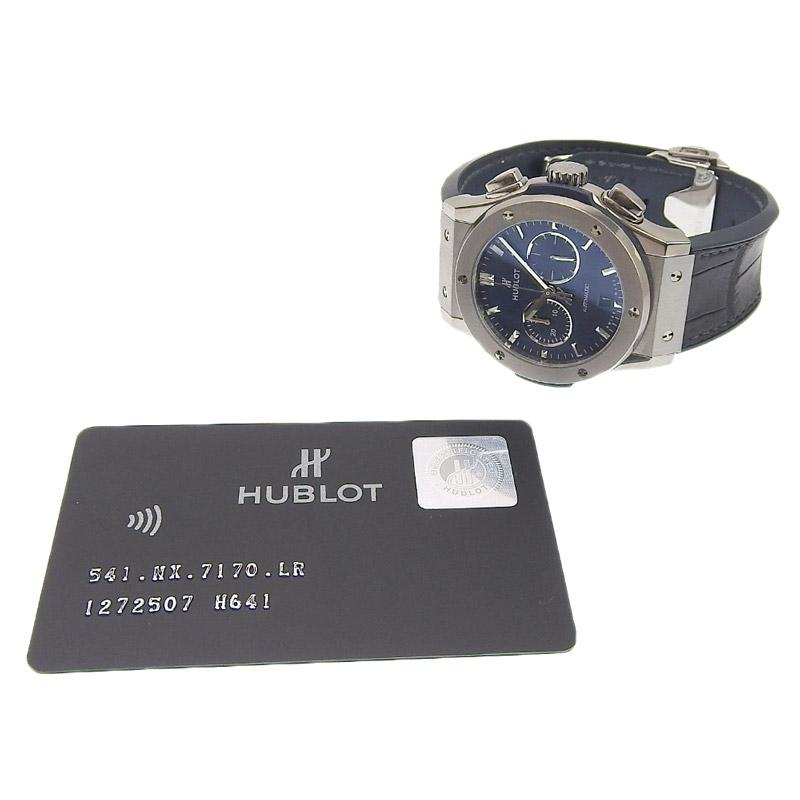 ウブロ HUBLOT 時計 クラシックフュージョン 自動巻き 腕時計 メンズ チタン/ラバー ブルー文字盤 541.NX.1171.LR 中古 新入荷 OW0439 HUBLOT（ウブロ） 時計 クラシックフュージョン 自動巻き 腕時計