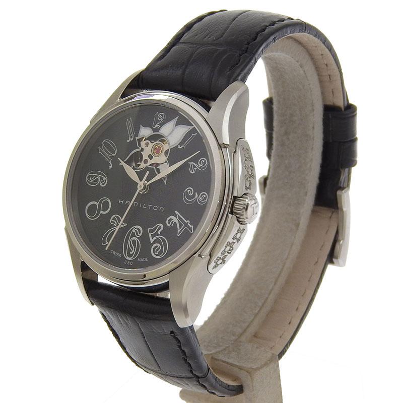 ハミルトン HAMILTON ジャズマスター時計 レディース 自動巻き 腕時計 SS/革 ブラック文字盤 H323950 中古 新入荷 OW0467 Jazzmaster ハミルトン HAMILTON ジャズマスター時計 レディース 自動