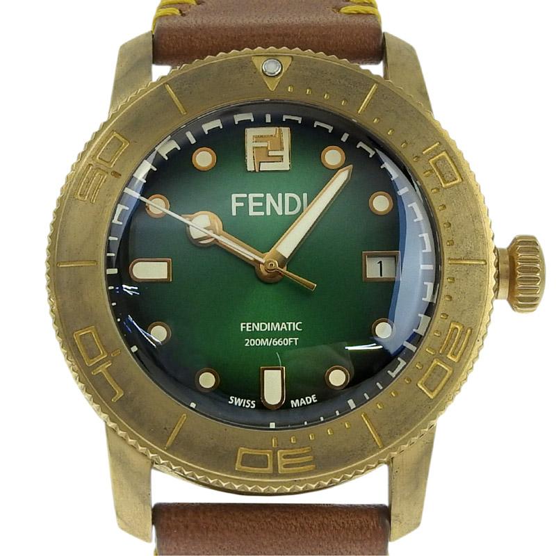 フェンディ FENDI アクアダイバー メンズ 自動巻き 腕時計 SS 革 グリーン文字盤 F131020201 限定800本 中古 新入荷 OW0484 | FENDI