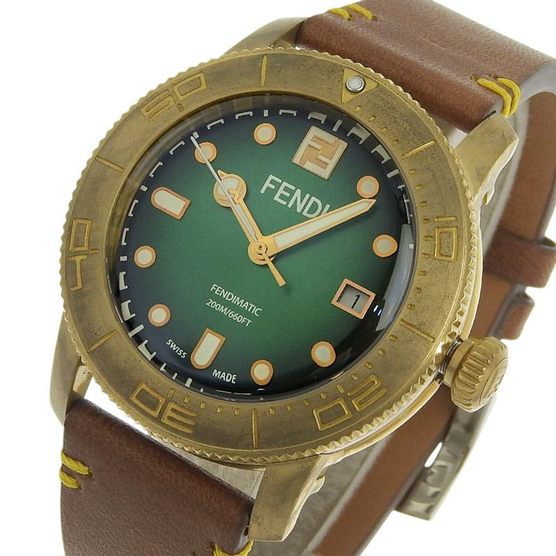 フェンディ FENDI アクアダイバー メンズ 自動巻き 腕時計 SS 革 グリーン文字盤 F131020201 限定800本 中古 新入荷 OW0484 | FENDI | 02