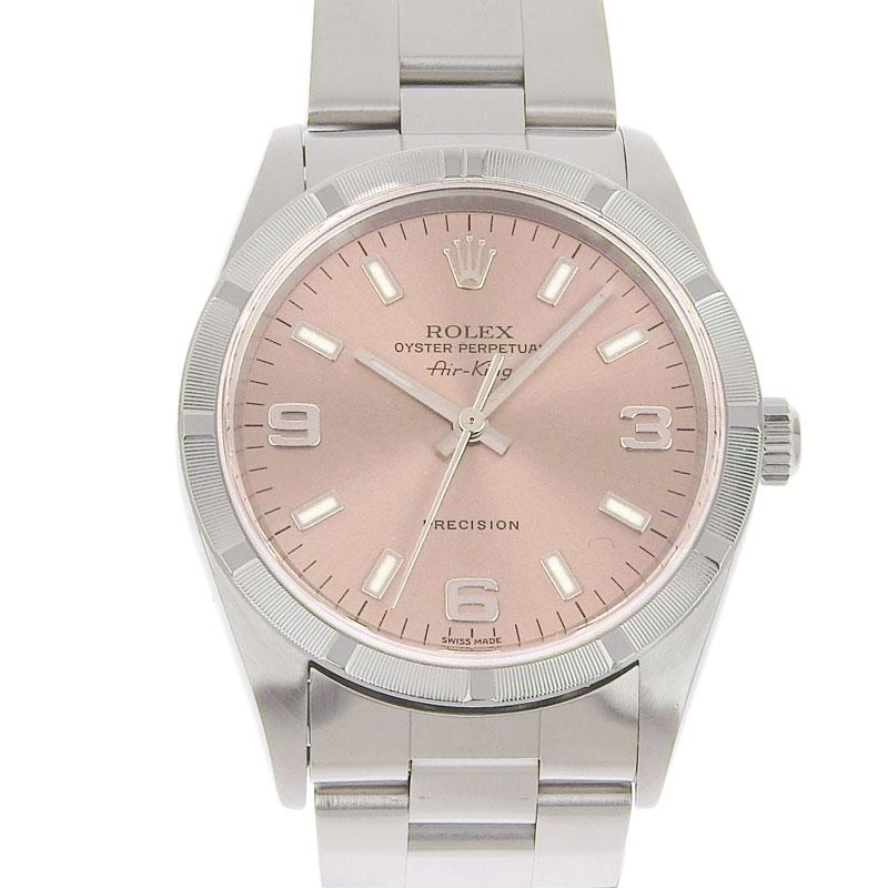 エアキング ロレックス ROLEX メンズ 自動巻き 腕時計 SS ピンク文字盤  