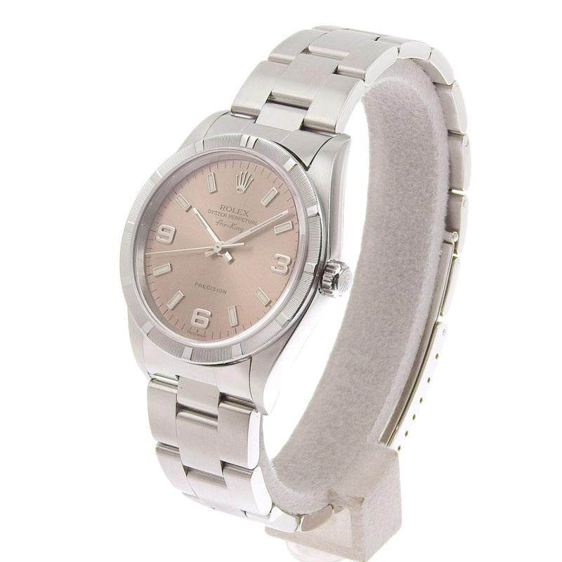 エアキング ロレックス ROLEX メンズ 自動巻き 腕時計 SS ピンク文字盤  