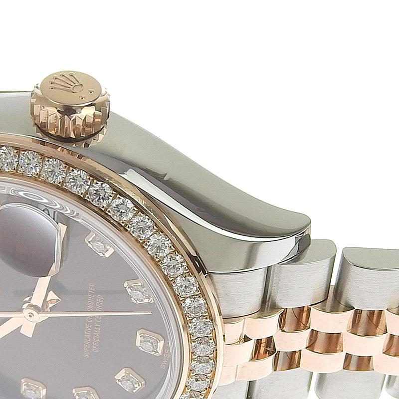 ロレックス ROLEX デイトジャスト SS/PG 10Pダイヤ ダイヤベゼル チョコレート文字盤 ランダム番 2017年 279381RBR 中古 新入荷 RO0258 デイトジャスト ロレックス ROLEX SS/PG 10Pダイヤ ダイヤベゼル