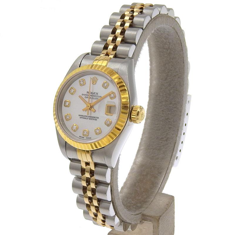 ロレックス ROLEX デイトジャスト レディース 自動巻き 腕時計 SS/YG 10Pダイヤ シェル文字盤 U番 1997年 69173NG 中古 新入荷 RO0289 デイトジャスト ロレックス ROLEX レディース 自動巻き 腕時計 SS/YG