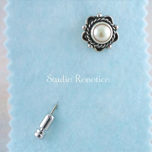 ピンブローチ ラペルピン ロノティコ Ronotico パール アンティーク風 ハットピン Silver925製 アイボリー系 br-21 ギフト プレゼント_2