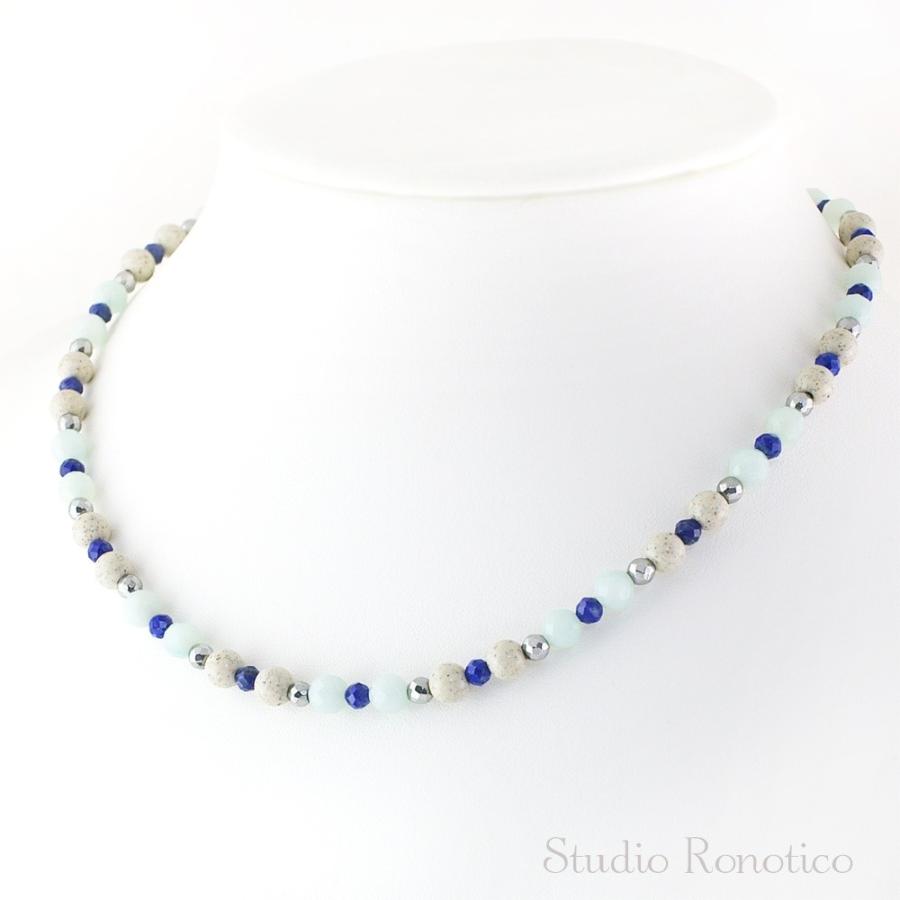 磁気ネックレス おしゃれ レディース ロノティコ Ronotico 台湾産北投石 ラピス Silver925マグネットクラスプ 女性 日本製 jnk-24_1