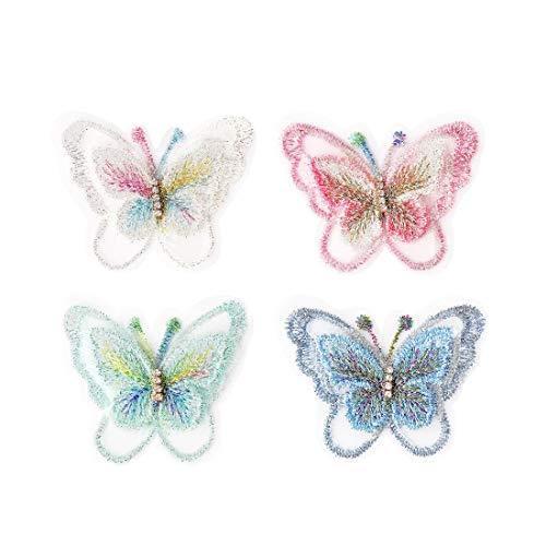 Mamp Y Crystal 蝶 ワッペン 女の子 アップリケ アイロンワッペン 刺繍ワッペン レース 縫 アイロン 蝶 アイロンシート 在庫一掃売り切りセール