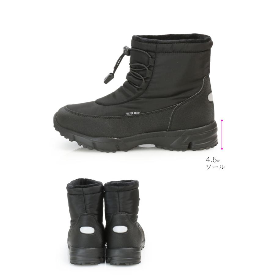 撥水加工 凹凸ソール 軽量 スノーブーツ レディース ローヒール 冬