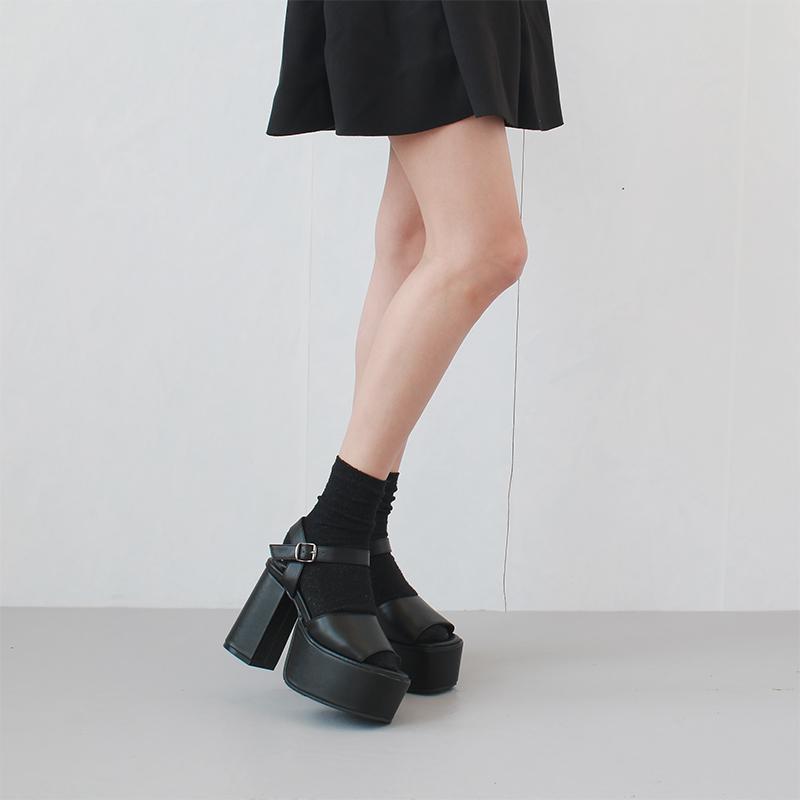 アンクルストラップ 厚底 12cm 美脚 太ヒール チャンキーヒール