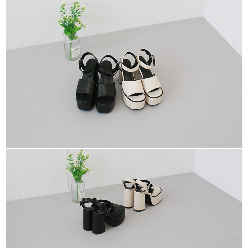 アンクルストラップ 厚底 12cm 美脚 太ヒール チャンキーヒール