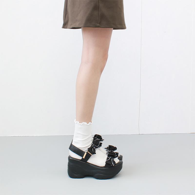 リボン ベルクロ 9cm 厚底 スニーカーソール スポーツサンダル