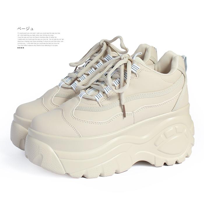 歩きやすい！【Sandoro】フレイムスニーカー レディース 厚底 ハイテクソール レースアップ ローカット スニーカー