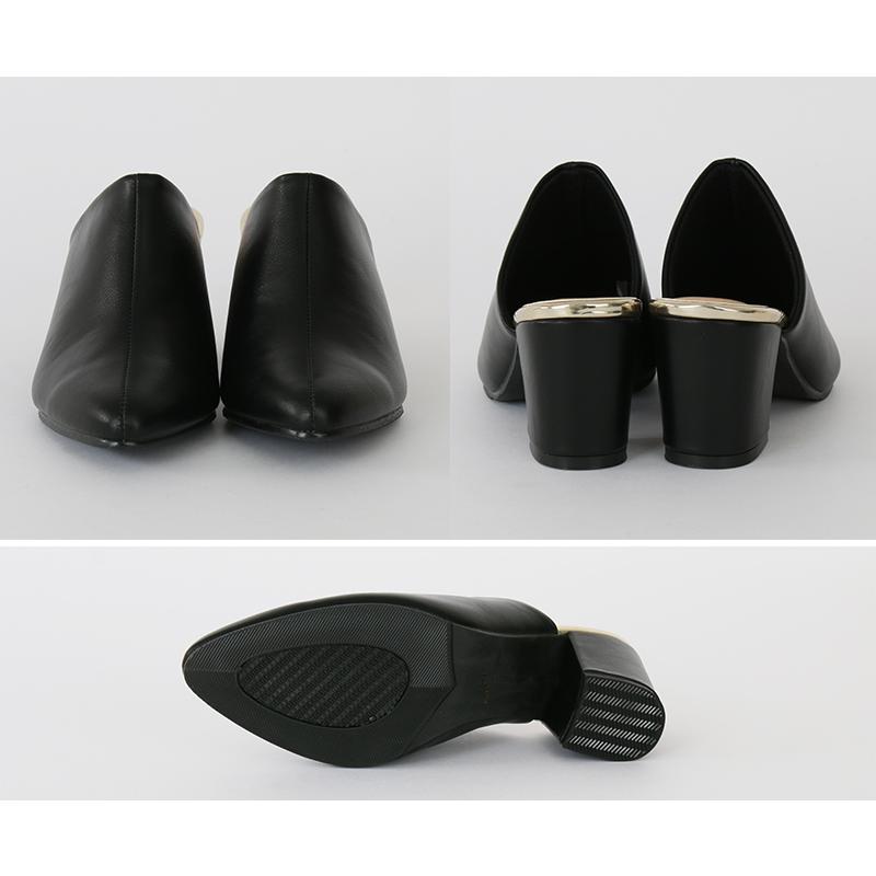 2タイプ オープントゥ ポインテッドトゥ チャンキーヒール ミュール