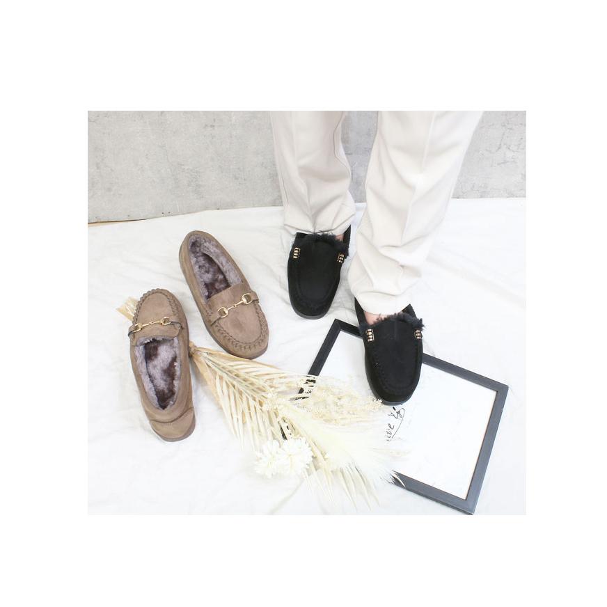 ローヒール 厚底 ファー モカシン ビット シューズ レディース