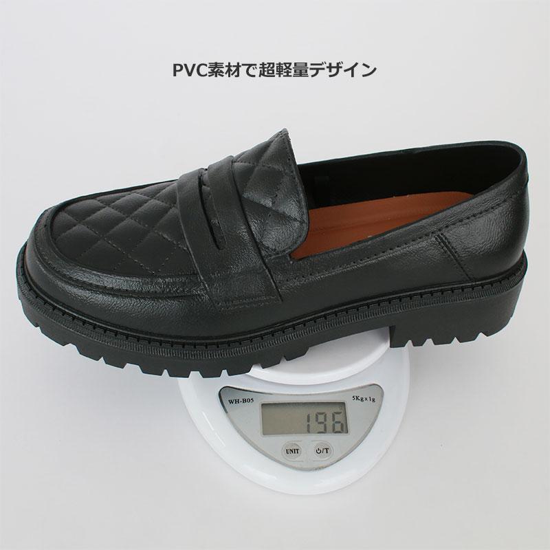 【爆買】軽量 レイン ローファー キルティングデザイン 完全防水 雨晴兼用 PVC素材 雨靴 レディース 通勤 通学 トラックソール tc-16111 |  | 06