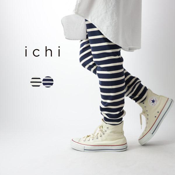 ichiコットンボーダーレギンス ICHI（イチ） レギンス レディース 秋冬 ボーダー 裾リブ ポケット付き