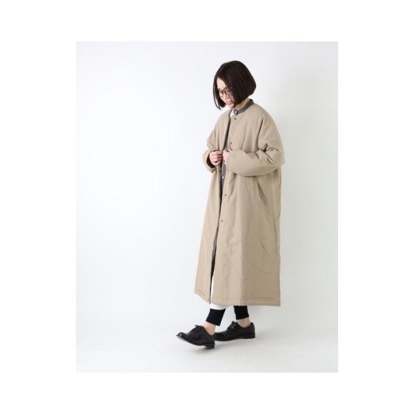 コート ロングコート 中綿 ノーカラー シンプル ゆったり Aライン