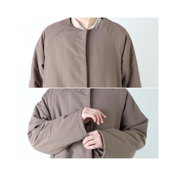 コート ロングコート 中綿 ノーカラー シンプル ゆったり Aライン