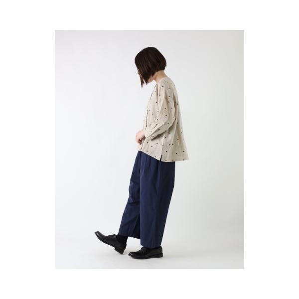SALE ブラウス ダブルボタン フリル 麻 綿 リネン コットン ゆったり 