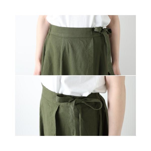 ロングスカート 冬 膝下 ラップ 変形 リネン コットン フレア A