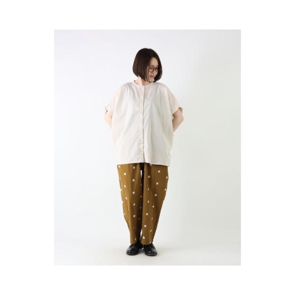 SALE パンツ コクーンパンツ ドット 刺繍 綿 コットン 麻 リネン