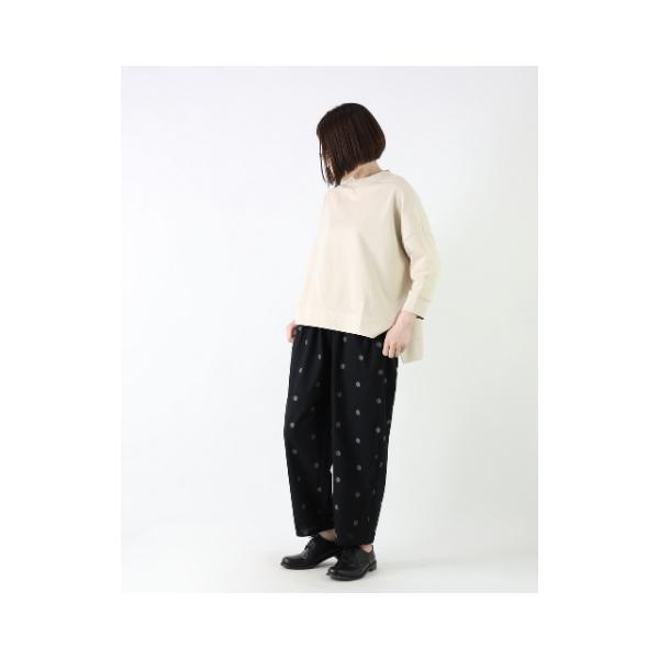 SALE パンツ コクーンパンツ ドット 刺繍 綿 コットン 麻 リネン