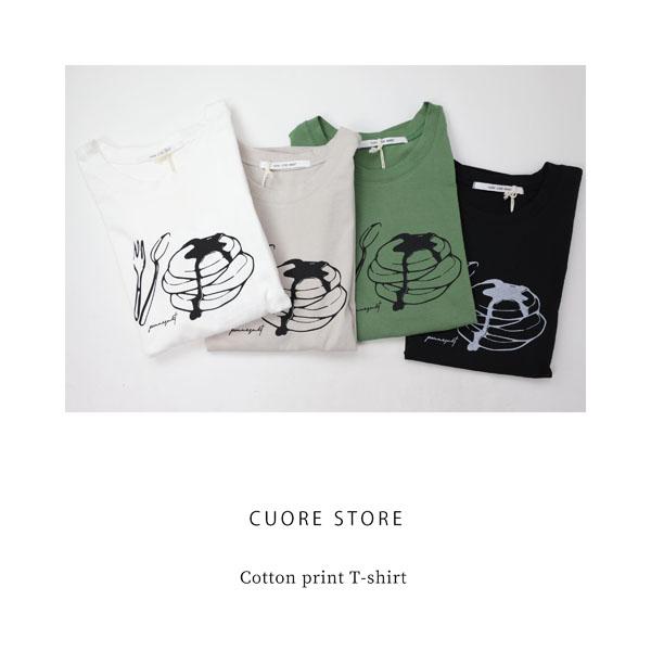 CUORE STORE クオーレストア カットソー 5348001A 綿 コットン 半袖 プリント Ｔシャツ 夏 ナチュラル レディース｜room0616｜03