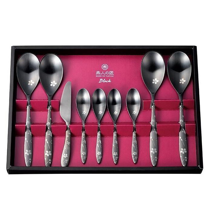 燕人の匠 ブラック 桜吟・カトラリー9pcs ECTB-1501 よこやま 燕人の匠