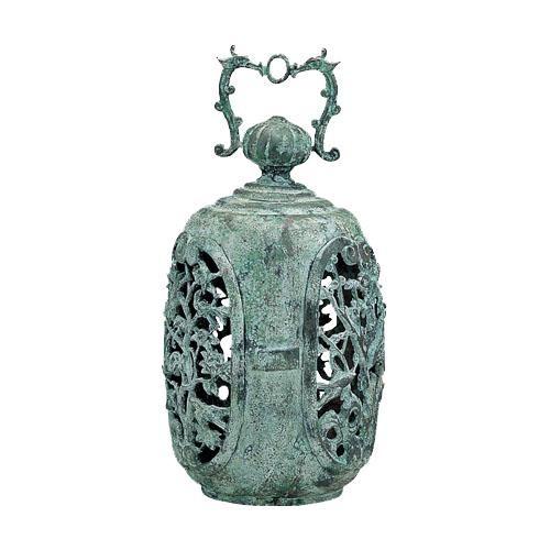 高岡銅器　銅製庭置物　クサリ付　梅灯篭 59-12