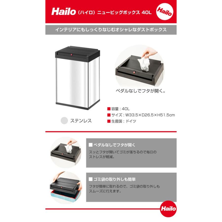 Hailo ハイロ ニュービッグボックス（ダストボックス）40L ステンレス