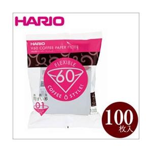 HARIO　ハリオ　V60用ペーパーフィルター01W　VCF-01-100W　100枚入り　1〜2杯用｜roomania-l