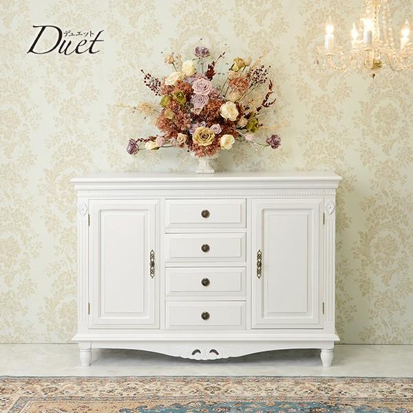 デュエット サイドボード 幅1cm キャビネット サイドボード シャビーテイスト 大人可愛い セレブリティ c7570 デュエット 白家具 クラシカル c 7570 デザイン シック Roomdesign アンティーク仕上げ c7570