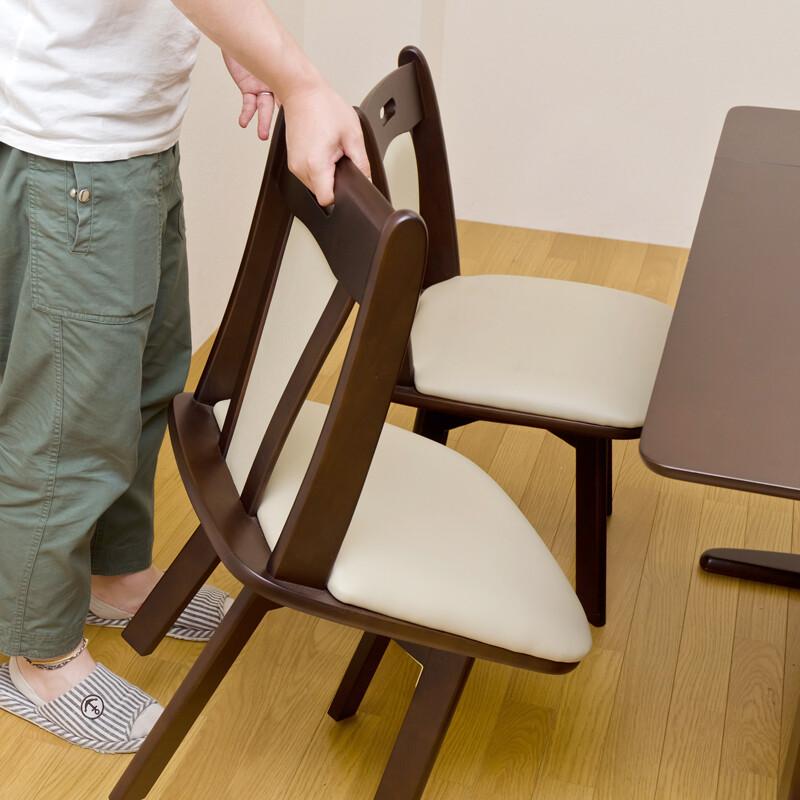 ダイニングチェア 2脚セット 2P ATOLL おしゃれ 北欧 家具調 モダン 木製 天然木 回転式  座面高41.5cmダークブラウン ライトブラウン PVC