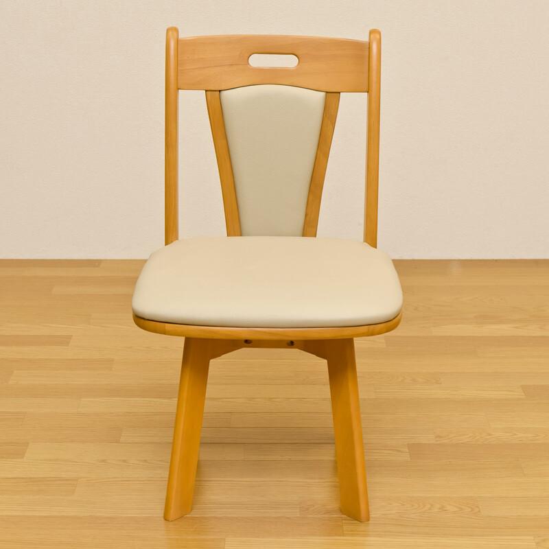 ダイニングチェア 2脚セット 2P ATOLL おしゃれ 北欧 家具調 モダン 木製 天然木 回転式  座面高41.5cmダークブラウン ライトブラウン PVC