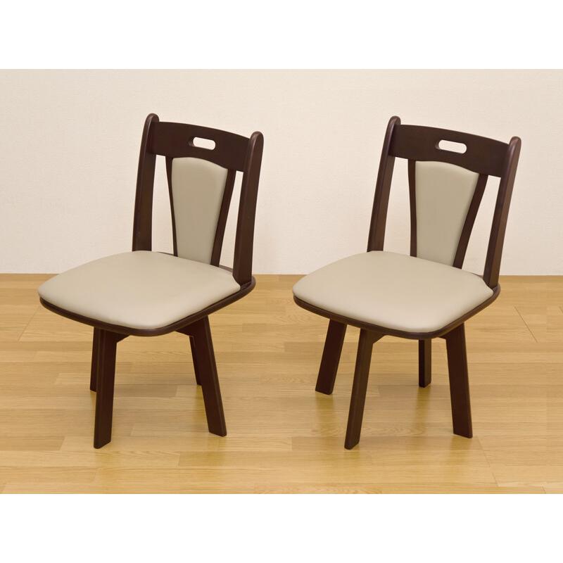 ダイニングチェア 2脚セット 2P ATOLL おしゃれ 北欧 家具調 モダン 木製 天然木 回転式  座面高41.5cmダークブラウン ライトブラウン PVC