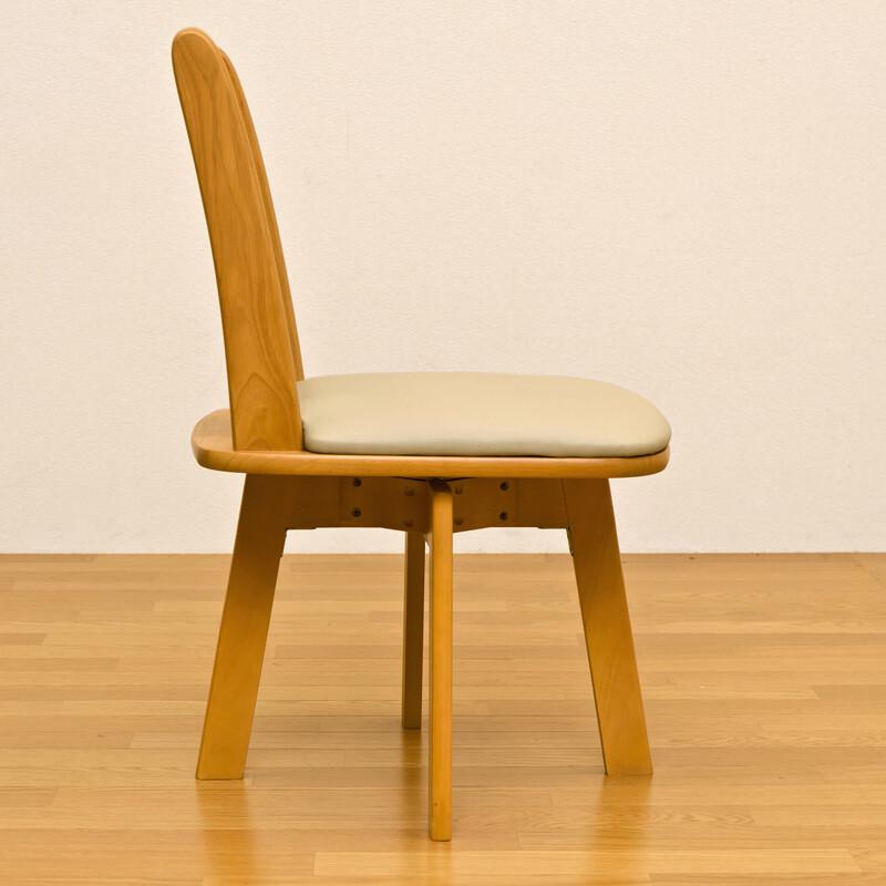 ダイニングチェア 2脚セット 2P ATOLL おしゃれ 北欧 家具調 モダン 木製 天然木 回転式  座面高41.5cmダークブラウン ライトブラウン PVC