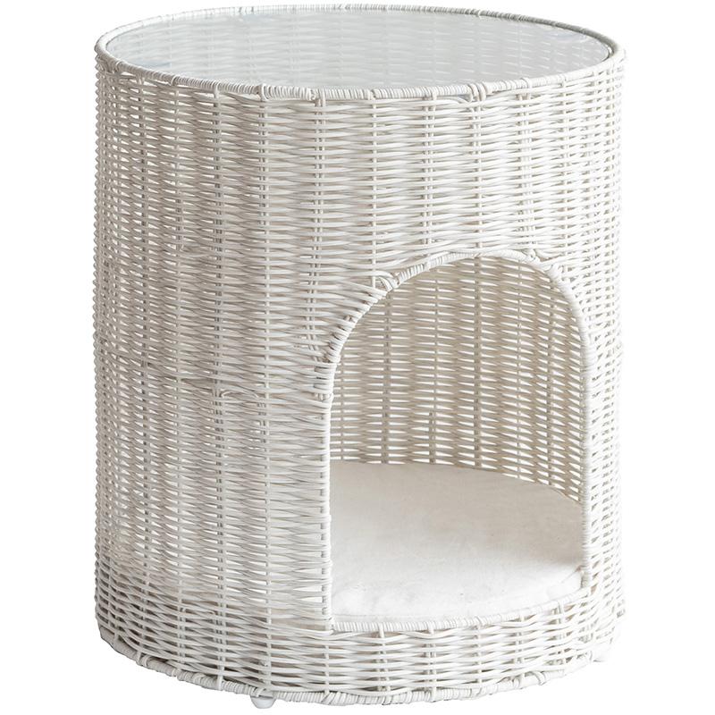 キャットハウス サイドテーブル ガラス天板 クッション付き 猫ちぐら