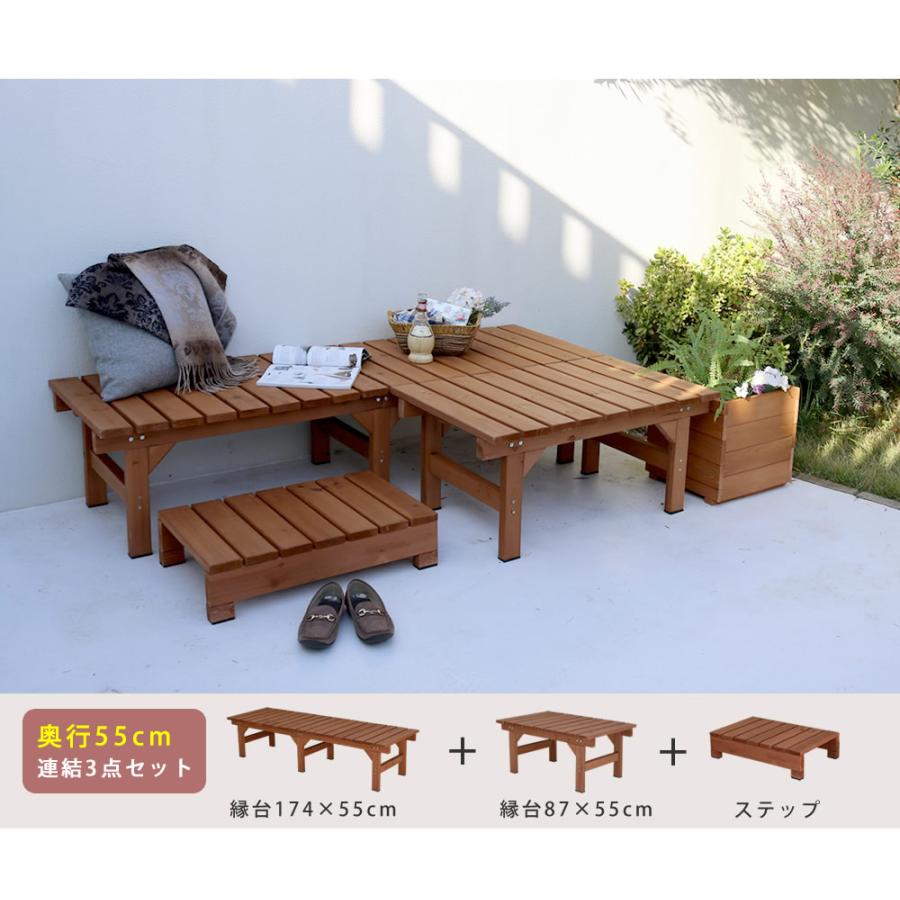 ガーデン ベンチ 174 ユニット 縁台 4点セット 木製 天然木 hiyori