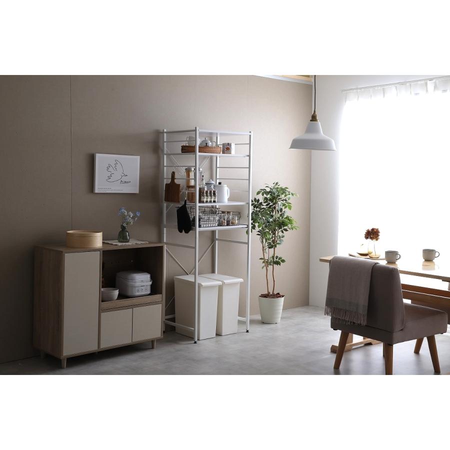 キッチン 棚 レンジ台 スライドトレー付き ゴミ箱上トールラック