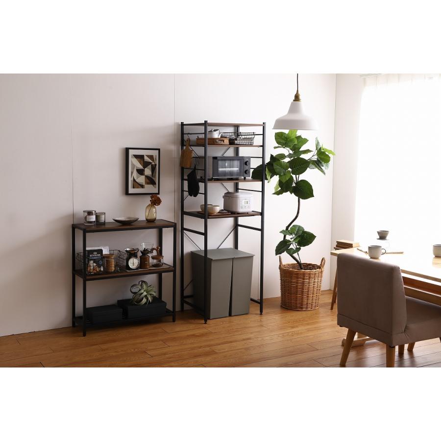 キッチン 棚 レンジ台 スライドトレー付き ゴミ箱上トールラック