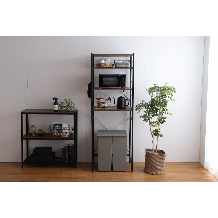 キッチン 棚 レンジ台 スライドトレー付き ゴミ箱上トールラック