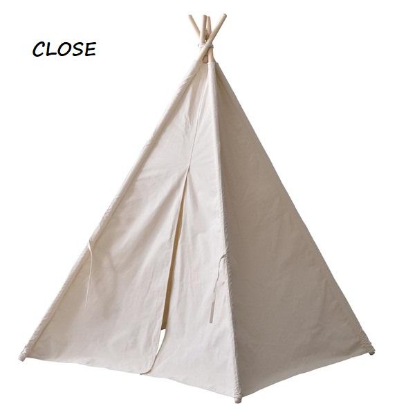 室内 小型テント ティピーテント 折りたたみ 幅150cm アイボリー 天然木 コットン おうちキャンプ ディスプレイ 子供部屋 ペットハウス おしゃれ｜roomel｜18